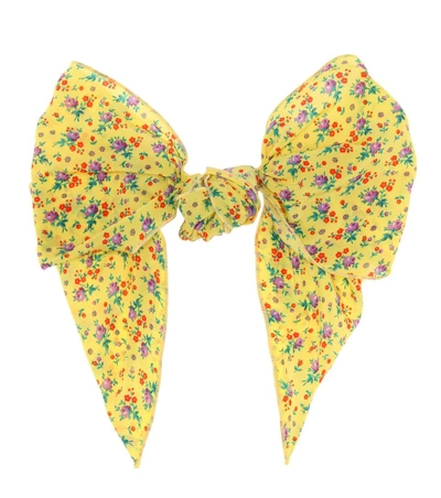 Alessandra Rich Floral-printed Silk Hair Clip In Yellow
