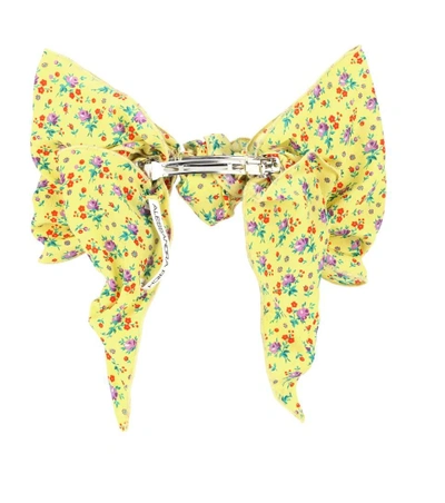 Shop Alessandra Rich Floral-printed Silk Hair Clip In Yellow