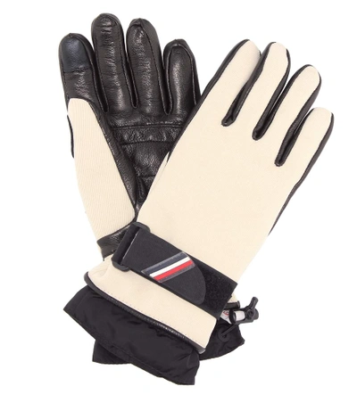 Moncler Leather-trimmed Ski Gloves In White