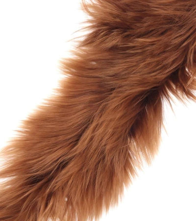 Shop Fendi Alpaca Fur Bag Strap In Brown