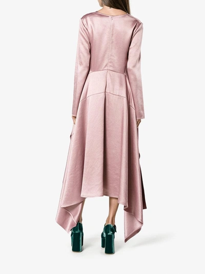 Shop Sies Marjan Bobbie Asymmetric Satin Dress In Pink&purple