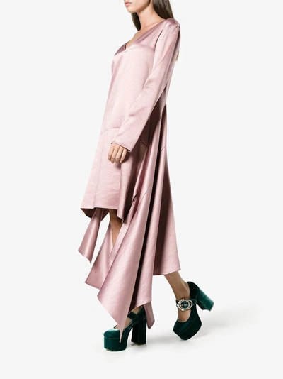 Shop Sies Marjan Bobbie Asymmetric Satin Dress In Pink&purple