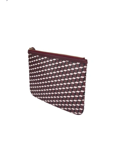 Shop Pierre Hardy Pouch L Canvas Cube-calf In Black White Burgundy