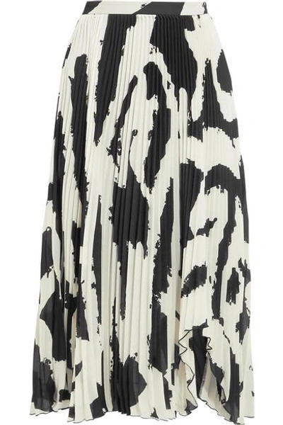 Shop Proenza Schouler Asymmetric Pleated Printed Chiffon Midi Skirt