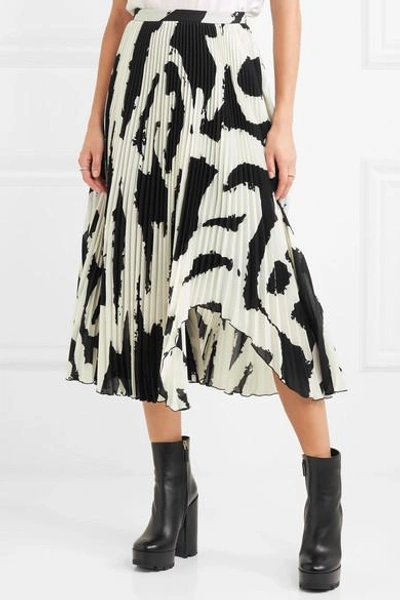 Shop Proenza Schouler Asymmetric Pleated Printed Chiffon Midi Skirt