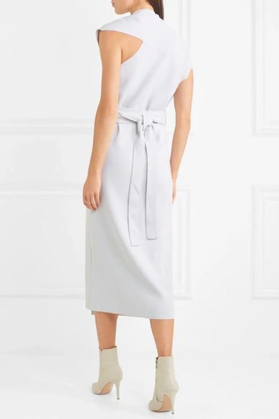 Shop Proenza Schouler Draped Stretch-knit Wrap Midi Dress In Light Gray