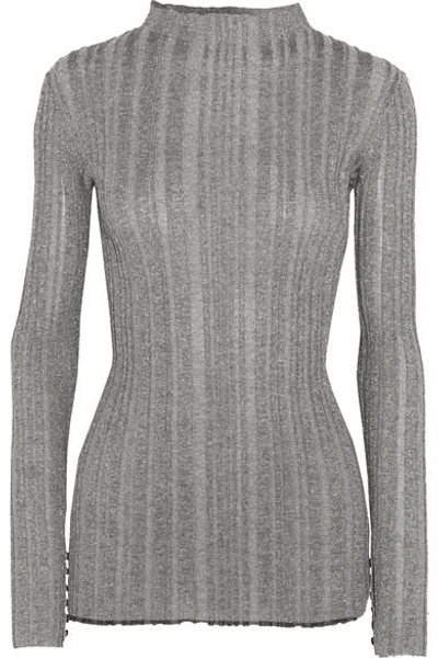 Shop Proenza Schouler Metallic Ribbed-knit Sweater