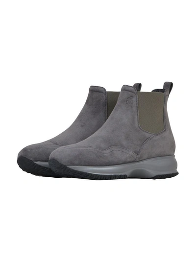 Shop Hogan 2cm Suede Boots In Grey