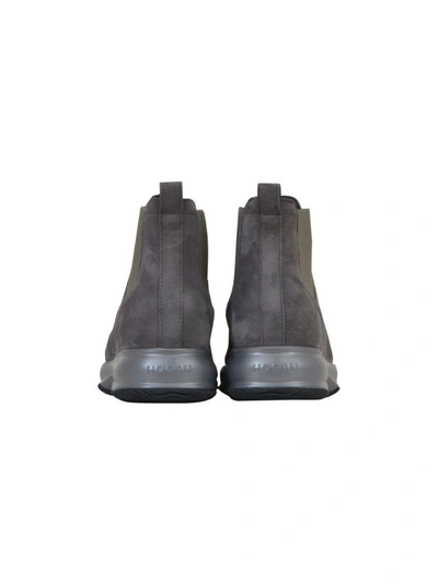 Shop Hogan 2cm Suede Boots In Grey