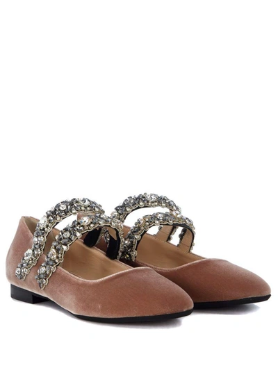 Shop N°21 N&deg;21 Pink Satin Flat Shoes And Crystals On The Ankle Straps In Rosa