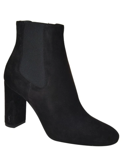 Shop Saint Laurent Cashmere Ankle Boots In Black