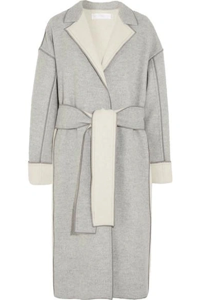 Shop Victoria Victoria Beckham Two-tone Wool And Cashmere-blend Coat In Light Gray