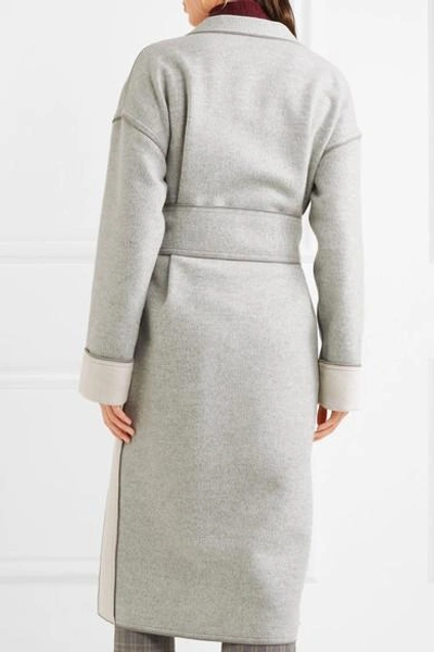 Shop Victoria Victoria Beckham Two-tone Wool And Cashmere-blend Coat In Light Gray