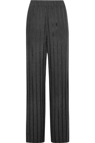 Shop Alexander Wang Striped Woven Wide-leg Pants In Charcoal