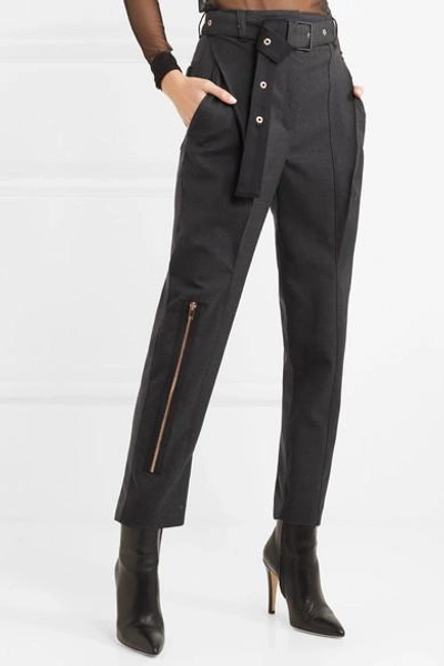 Shop Proenza Schouler Belted Wool-blend Straight-leg Pants