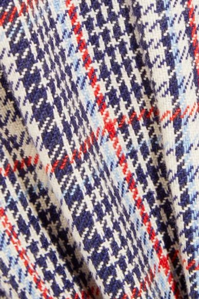 Shop Joseph Ferrandi Checked Cotton-tweed Wide-leg Pants In Blue