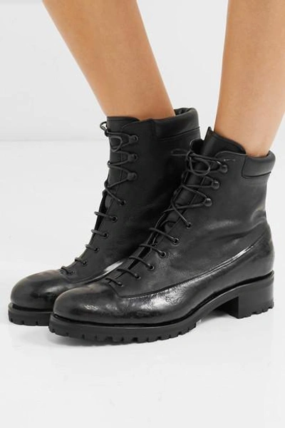 Shop Rupert Sanderson Sherwood Rubber And Leather Ankle Boots In Black