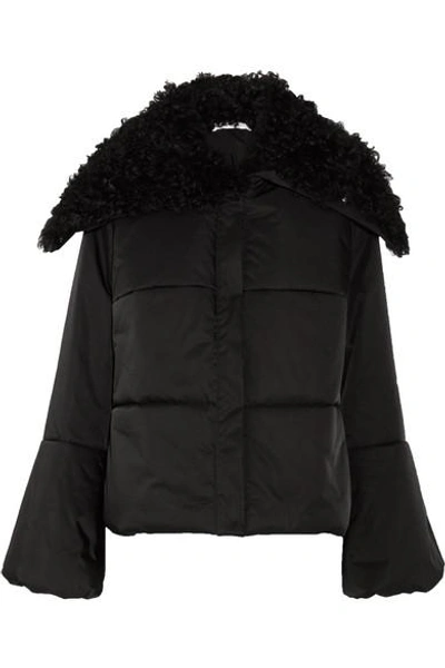 Shop Adeam Lace-up Shearling-trimmed Quilted Shell Jacket