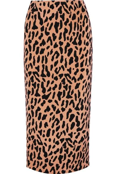 Shop Diane Von Furstenberg Leopard-print Crepe De Chine Midi Skirt
