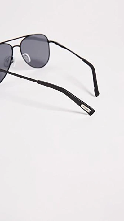 Shop Le Specs Kingdom Aviator Polarized Sunglasses In Matte Black/smoke Mono