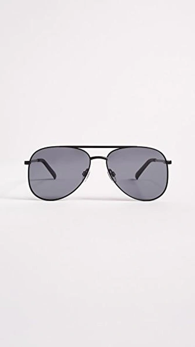 Shop Le Specs Kingdom Aviator Polarized Sunglasses In Matte Black/smoke Mono