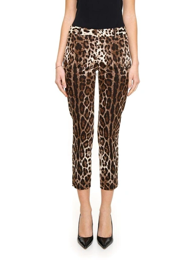 Shop Dolce & Gabbana Leopard Print Trousers In Stampa|beige