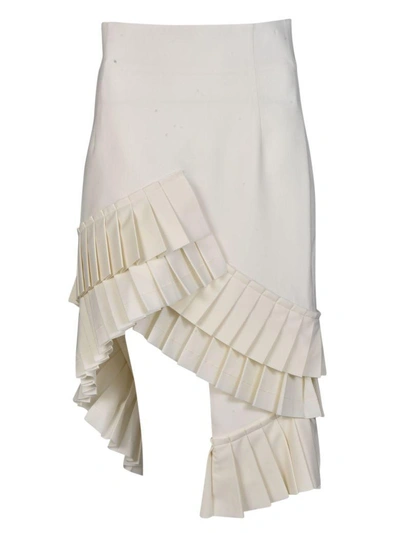 Shop Jacquemus High Waisted Skirt In Ecru