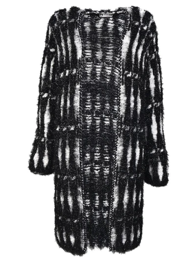 Shop Lanvin Metallic Woven Coat In Black-white