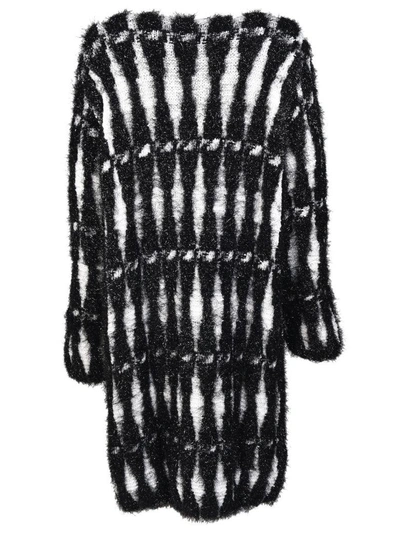 Shop Lanvin Metallic Woven Coat In Black-white