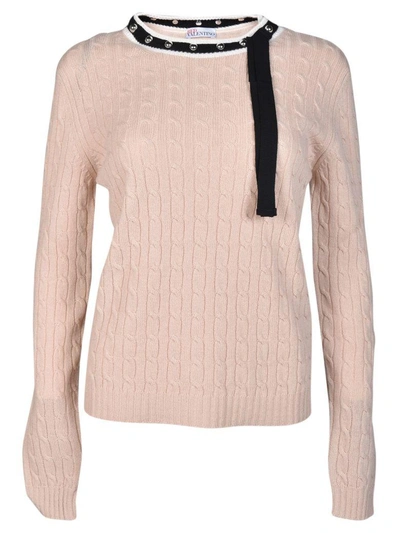 Shop Red Valentino Embroidered Sweater In Beige