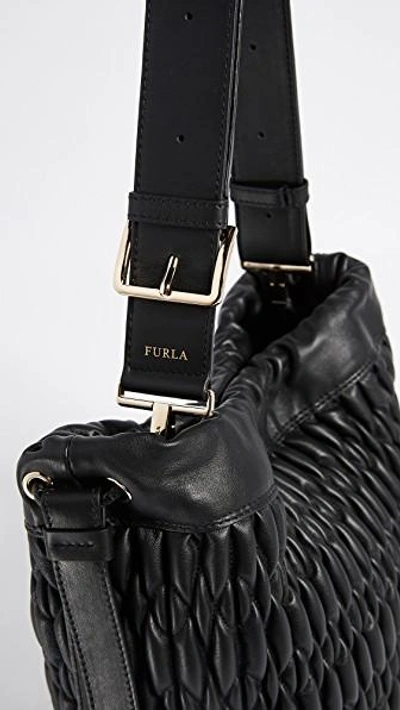 Shop Furla Caos Drawstring Bag In Onyx