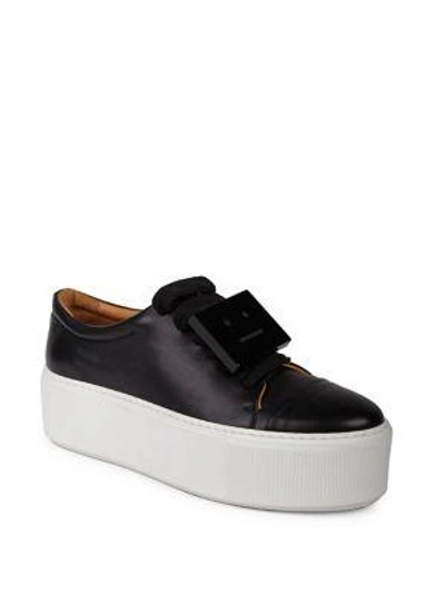 Shop Acne Studios Drihanna Nappa Leather Platform Sneakers In Black White