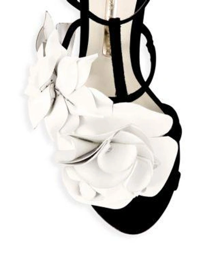 Shop Sophia Webster Jumbo Lilico Suede Mid Sandals In Black White