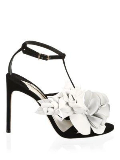 Shop Sophia Webster Jumbo Lilico Suede Mid Sandals In Black White
