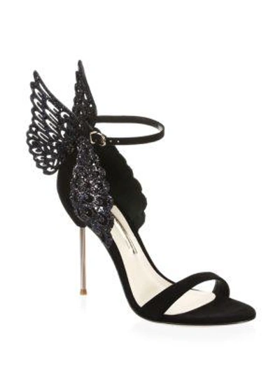 Shop Sophia Webster Evangeline Suede Wing Sandals In Black