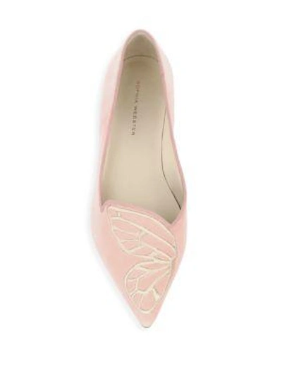 Shop Sophia Webster Bibi Velvet Flats In Antique Rose