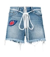 OFF-WHITE Blue Distressed Shorts,1017554927674525825