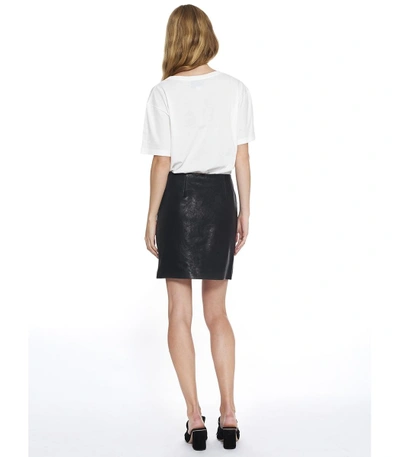 Shop Gucci Black/multicolor Leather Flower Intarsia Mini Skirt