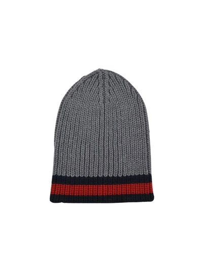 Shop Gucci Web-trim Beanie In Grey