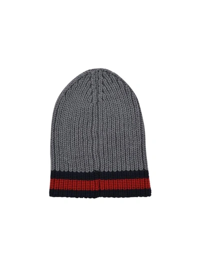 Shop Gucci Web-trim Beanie In Grey