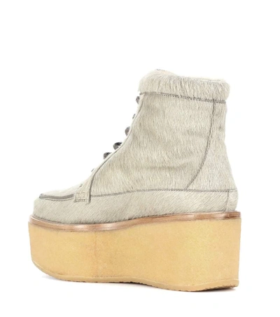 Shop Gabriela Hearst Terrell Calf Hair Platform Ankle Boots In Beige
