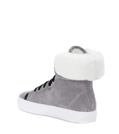 Shop Lanvin Suede High-top Sneakers In Light Grey