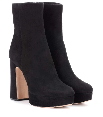 Alexandre Birman Suede Plateau Ankle Boots In Black