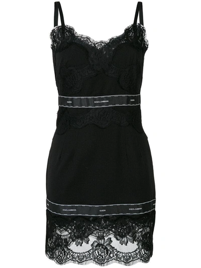 Shop Dolce & Gabbana - Lace Slip Dress  In Black