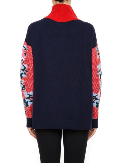 Shop Barrie Jacquard Cashmere Pullover In Red|blu