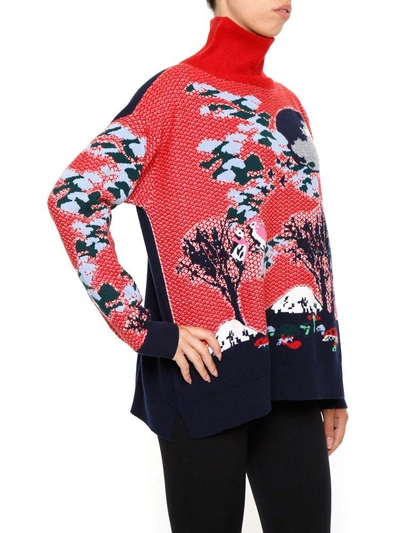 Shop Barrie Jacquard Cashmere Pullover In Red|blu
