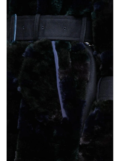 Shop Sacai Digital Camouflage Coat In Black Navy Green|blu