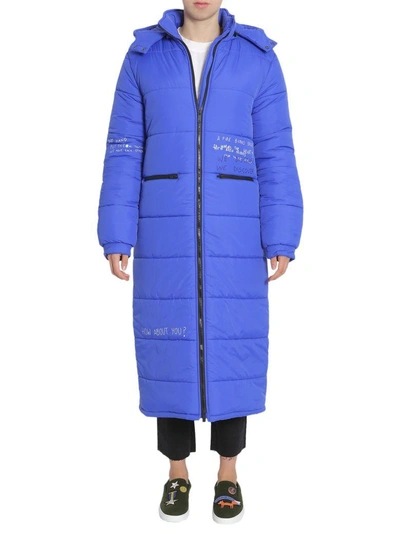 Shop Mira Mikati Long Down Jacket In Blu