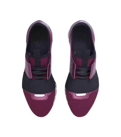 Shop Balenciaga Metallic Race Runner Sneakers In Purple