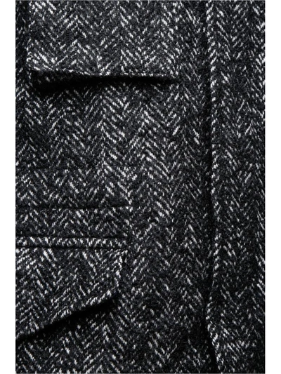 Shop Sacai Herringbone Jacket In Black/off White|bianco